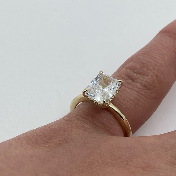 Sterling Silver Gold Plated Emerald Cut Cz Ring Sz 5.25 - Picture 6 of 9